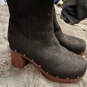 New York & Company Black Heeled Boots with Suede Finish